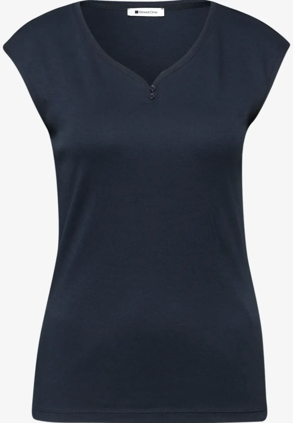 Shirt mit gerundetem V-Ausschnitt