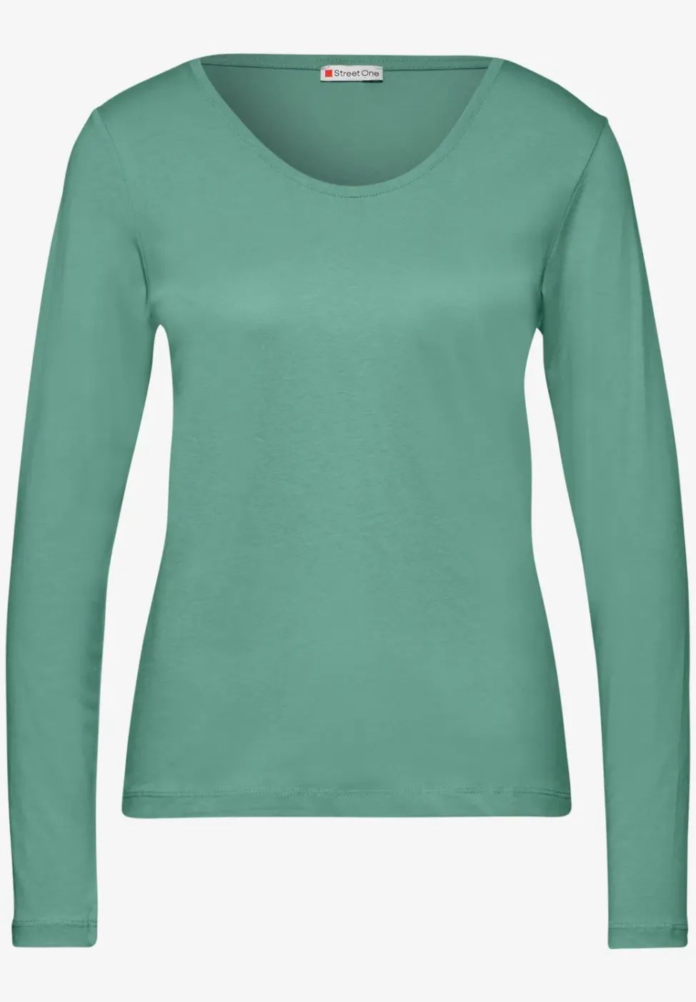 Shirt mit gerundetem V-Neck