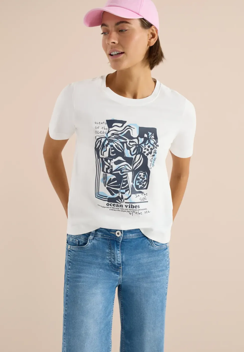Shirt mit Rundhals und maritimem Print