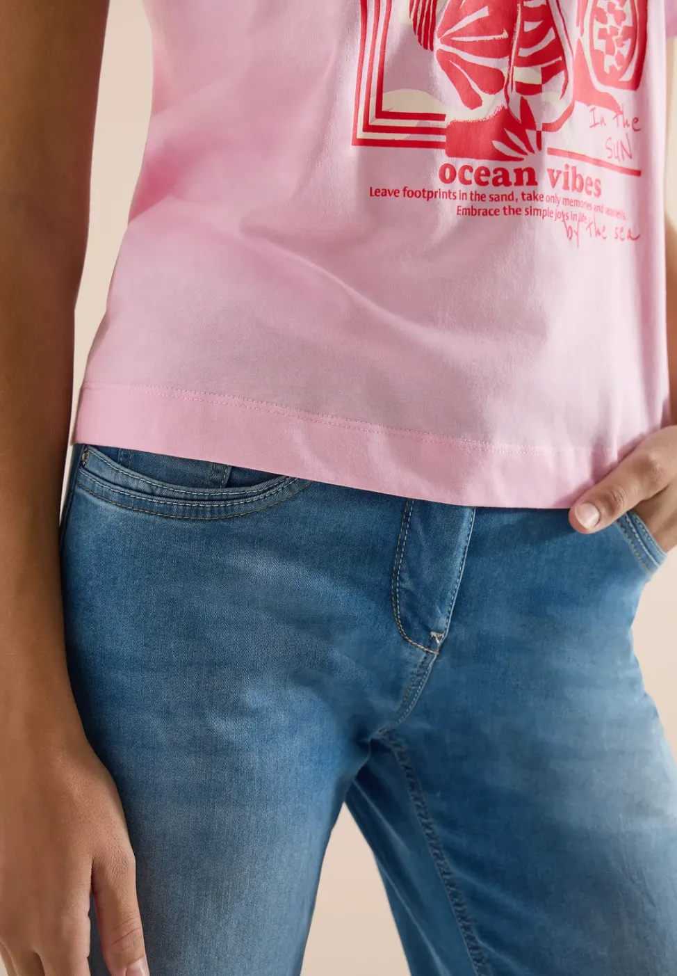 Shirt mit Rundhals und maritimem Print