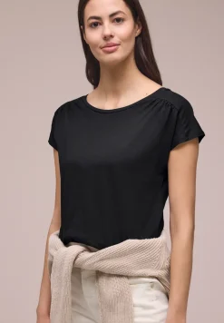 Shirt mit Rundhals und Raffung