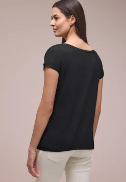 Shirt mit Rundhals und Raffung