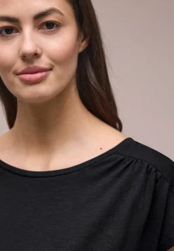 Shirt mit Rundhals und Raffung
