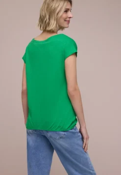 Shirt mit Rundhals und Raffung