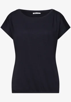 Shirt mit Rundhals und Raffung