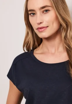 Shirt mit Rundhals und Raffung