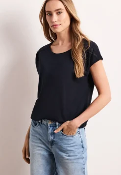 Shirt mit Rundhals und Raffung