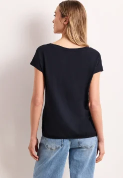 Shirt mit Rundhals und Raffung