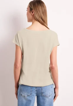 Shirt mit Rundhals und Raffung