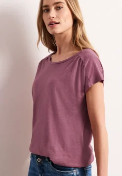 Shirt mit Rundhals und Raffung
