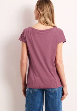 Shirt mit Rundhals und Raffung