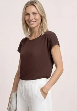 Shirt mit Rundhals und Raffung
