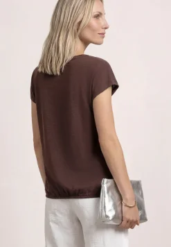 Shirt mit Rundhals und Raffung