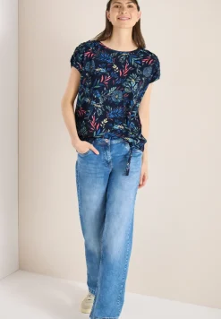 Shirt mit Rundhals und Raffung
