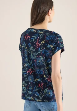 Shirt mit Rundhals und Raffung
