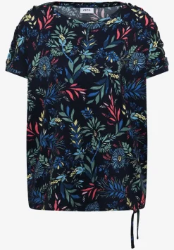 Shirt mit Rundhals und Raffung
