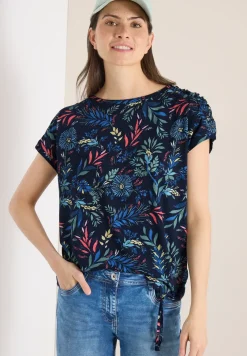 Shirt mit Rundhals und Raffung