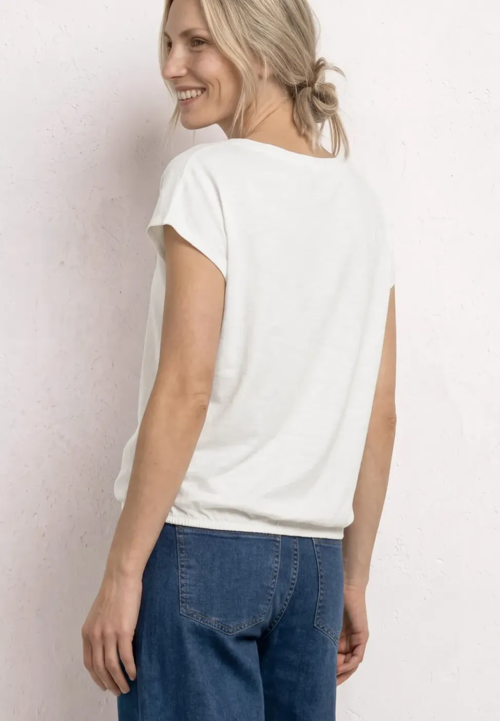 Shirt mit Rundhals und Raffung