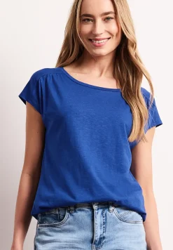Shirt mit Rundhals und Raffung