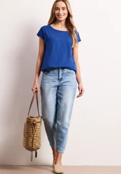 Shirt mit Rundhals und Raffung
