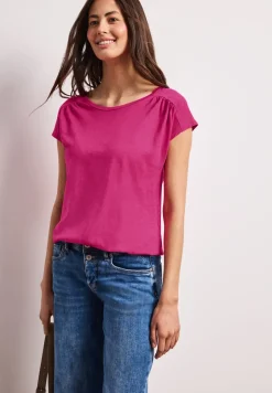 Shirt mit Rundhals und Raffung
