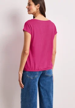 Shirt mit Rundhals und Raffung