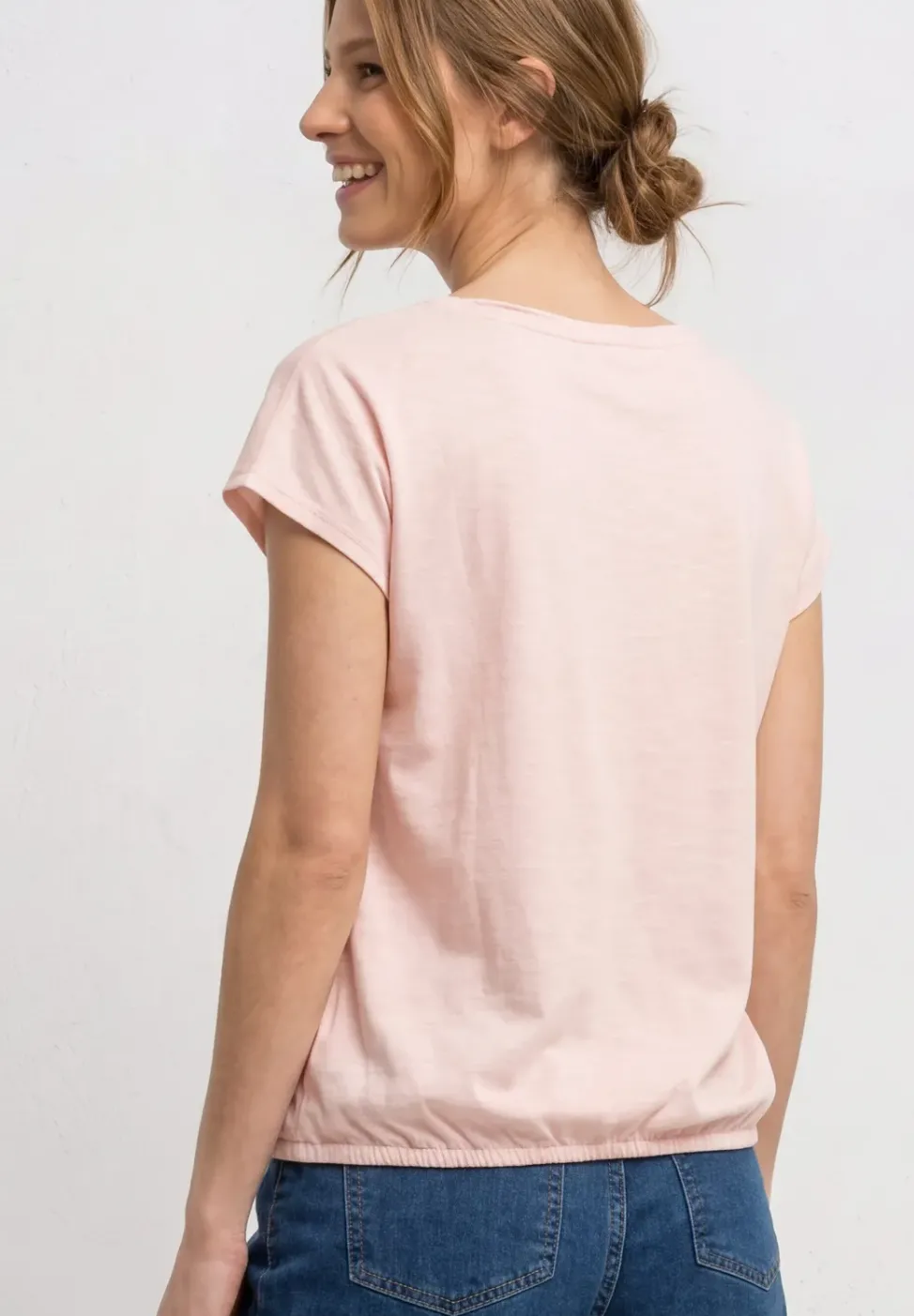 Shirt mit Rundhals und Raffung
