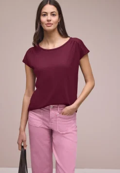 Shirt mit Rundhals und Raffung