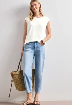 Shirt mit Rundhals und Rippdetails