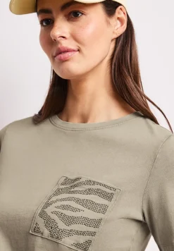 Shirt mit Rundhals und Schmucksteinen