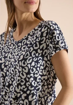 Shirt mit Spitzendetail und Leo-Print