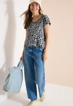 Shirt mit Spitzendetail und Leo-Print