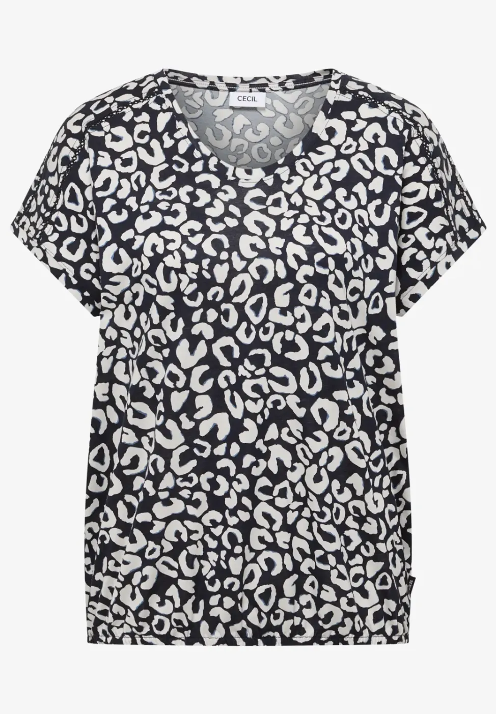 Shirt mit Spitzendetail und Leo-Print