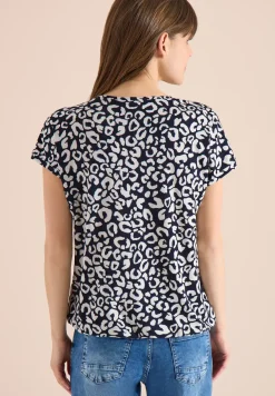 Shirt mit Spitzendetail und Leo-Print