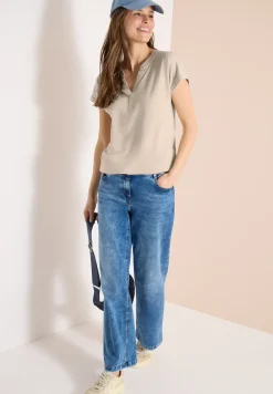 Shirt mit Split Neck im Tunika-Look