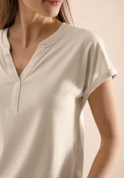 Shirt mit Split Neck im Tunika-Look