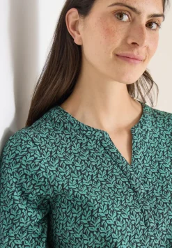 Shirt mit Split Neck und Print
