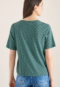 Shirt mit Split Neck und Print