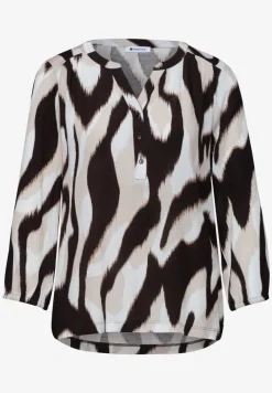 Shirt mit Split Neck und Strukturmix