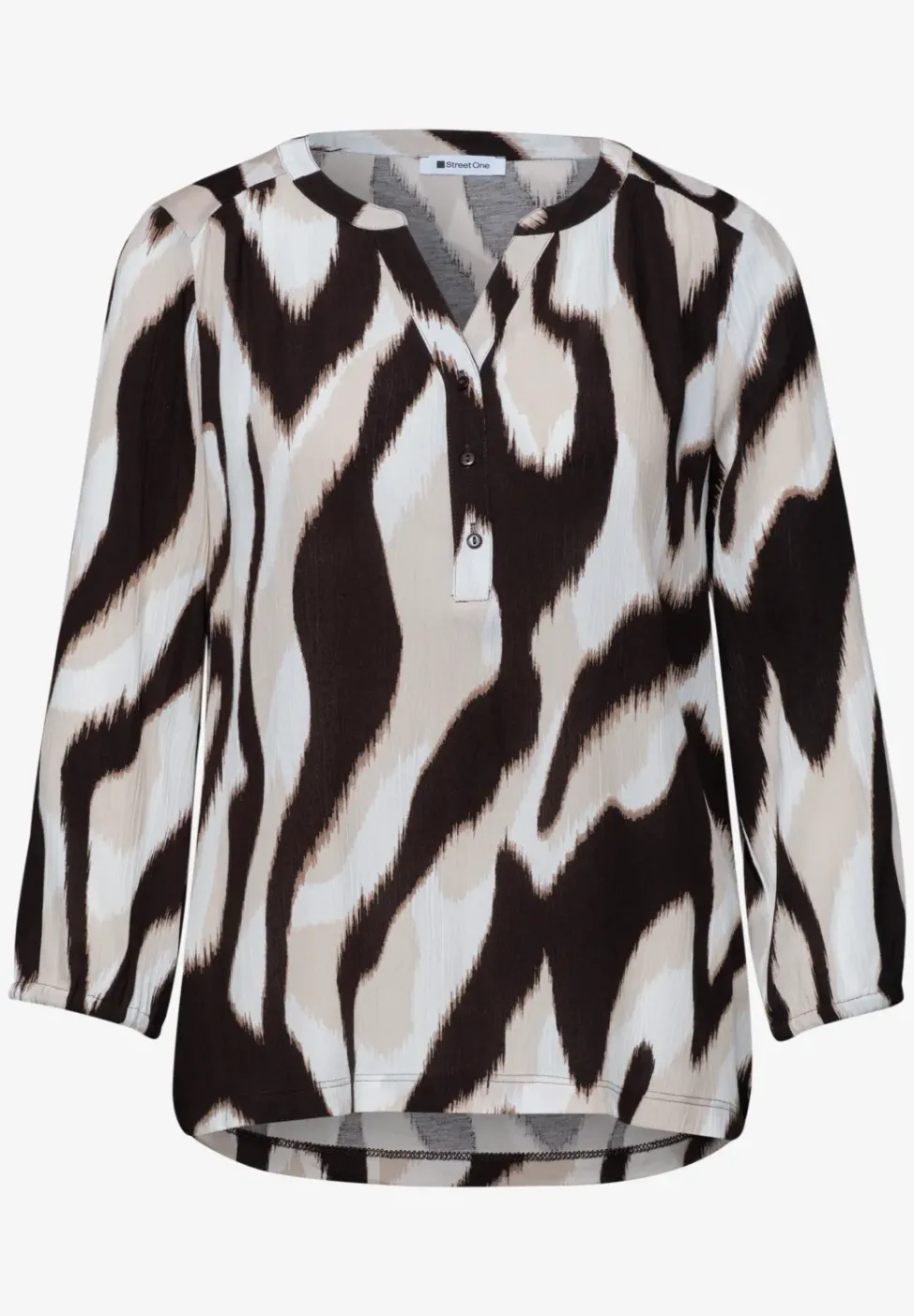 Shirt mit Split Neck und Strukturmix