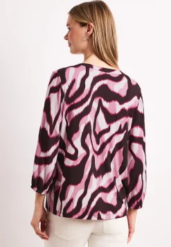 Shirt mit Split Neck und Strukturmix