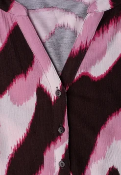 Shirt mit Split Neck und Strukturmix