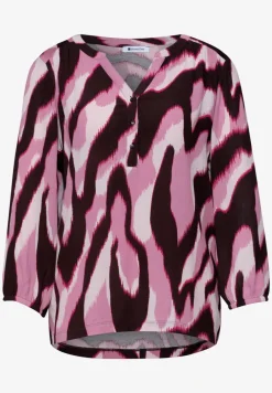 Shirt mit Split Neck und Strukturmix