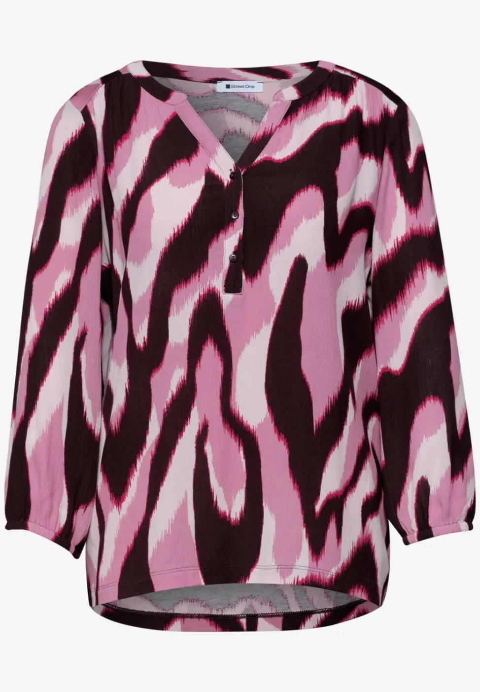 Shirt mit Split Neck und Strukturmix