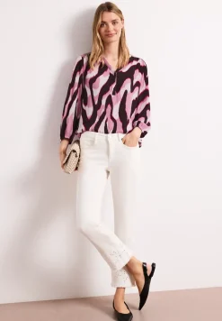 Shirt mit Split Neck und Strukturmix