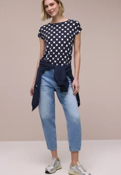 Shirt mit U-Boot-Ausschnitt und Print