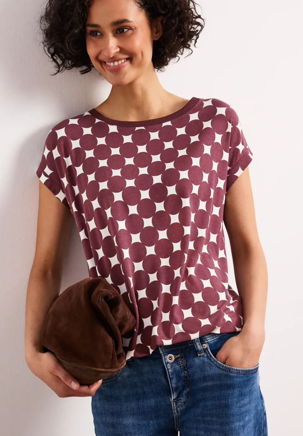 Shirt mit U-Boot-Ausschnitt und Print