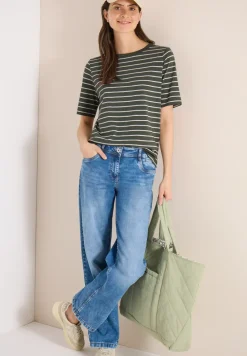 Shirt mit U-Boot-Ausschnitt und Streifen
