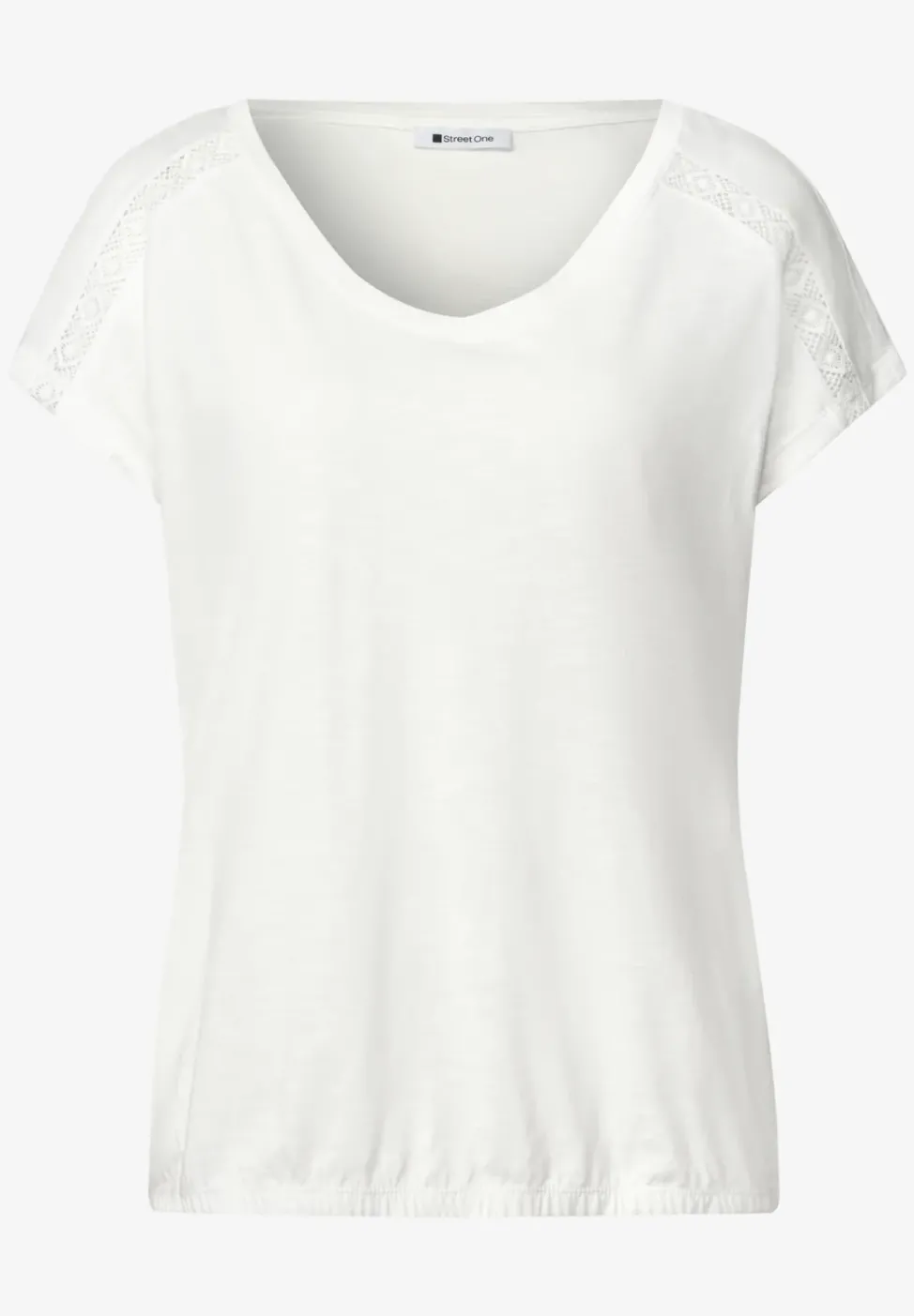 Shirt mit V-Neck und Crochet-Details