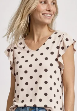 Shirt mit V-Neck und Volant-Ärmeln